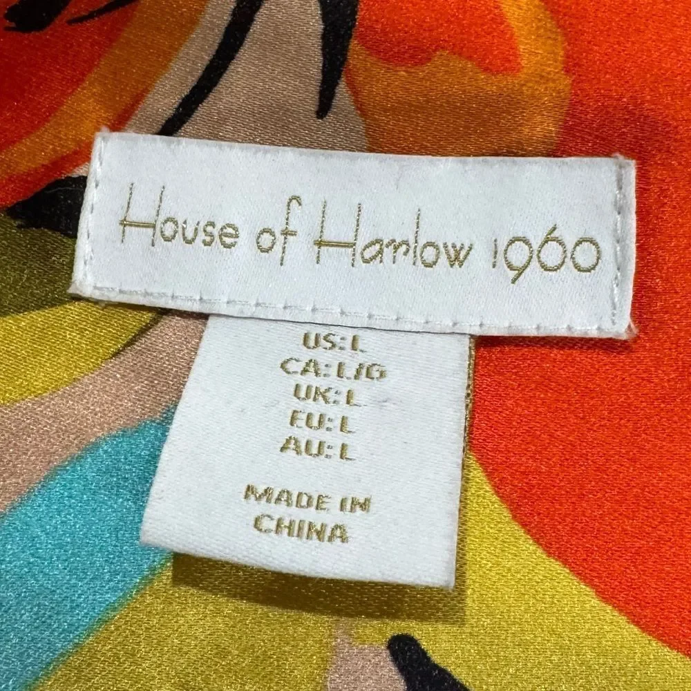 House of Harlow 1960 X Revolve Tropical Print Satin Slip Dress Women’s Large